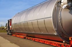 A truck with a special semi-trailer
