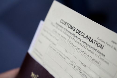 Photos of customs declaration