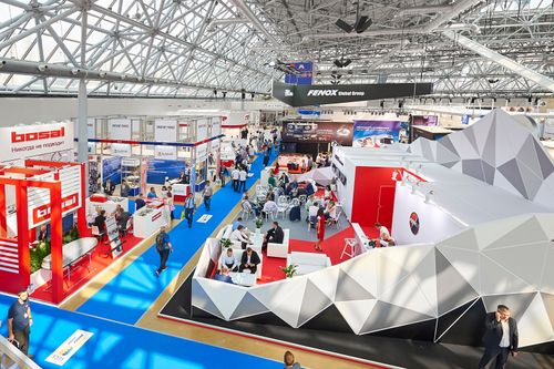 View on exhibition stands